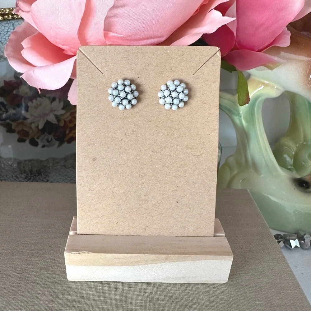 Pearl cluster stud earrings with post backs